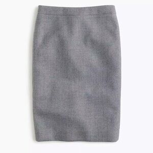 J. Crew Grey Wool Stretch Knee-Length Pencil Skirt